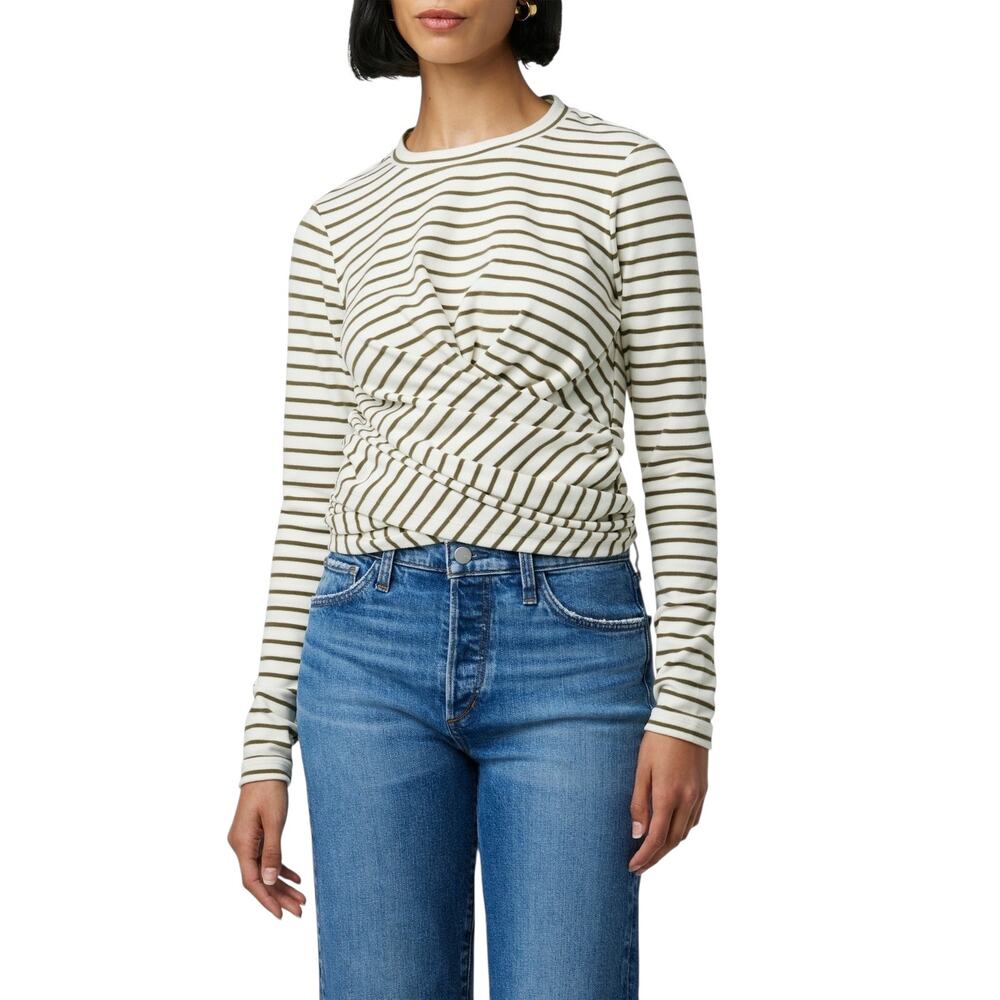 Joe's NWOT The Greta Top In Ecru Blue Stripe Sz M Long Sleeves Casual Nautical